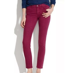Madewell Skinny Skinny Mid-Rise Stretch Ankle Jeans Sz 25 (2) Wine